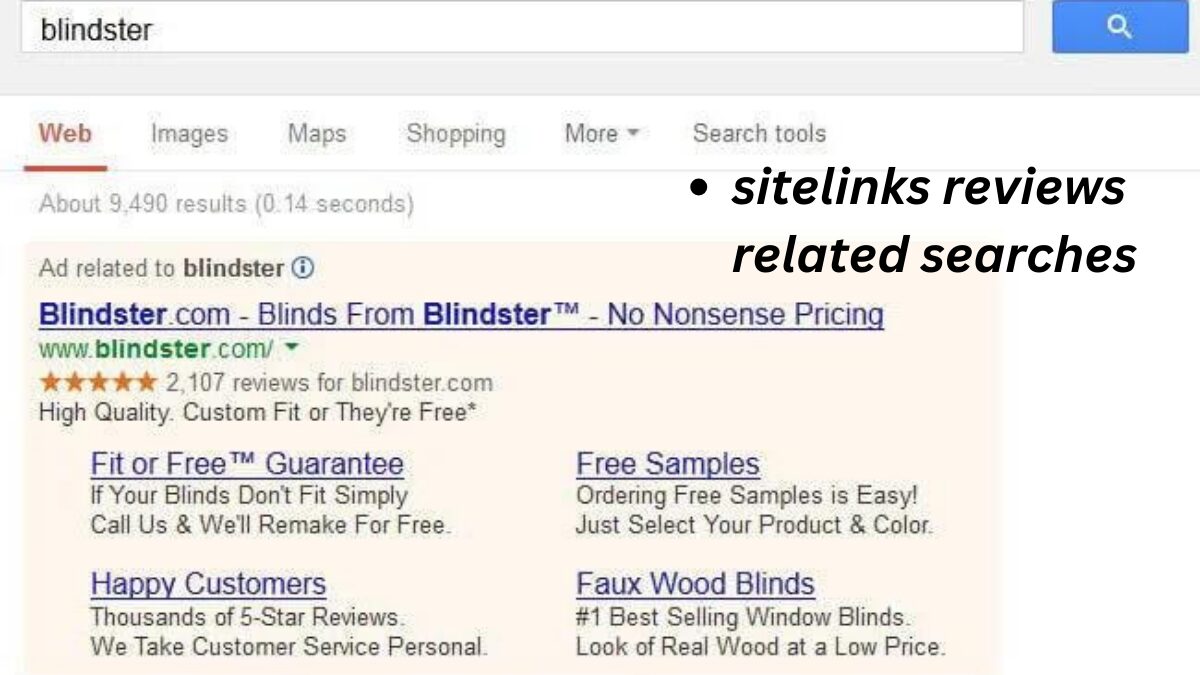 sitelinks reviews related searches